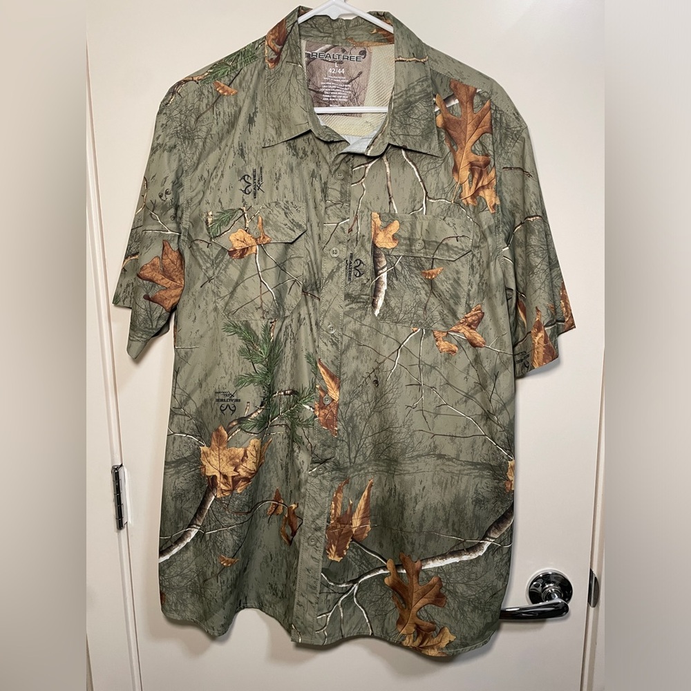 Realtree Camo camouflage Button short sleeve Shirt Large 42/44 RN 91497